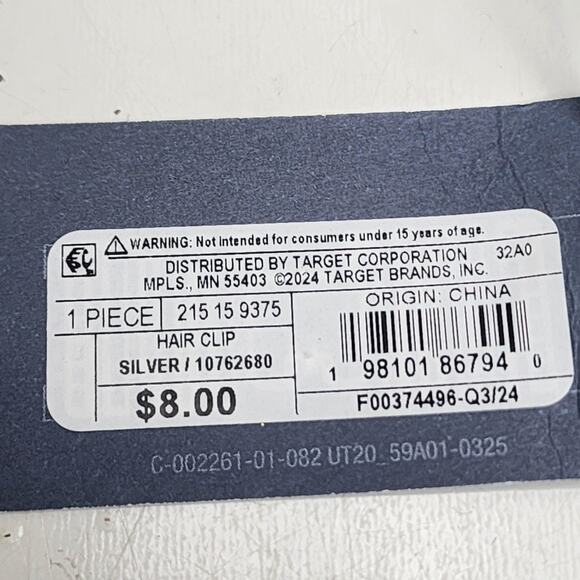 Target Universal Thread Set of 4 Silver Colored Plastic Butterfly Hair Clips NWT - Picture 6 of 6